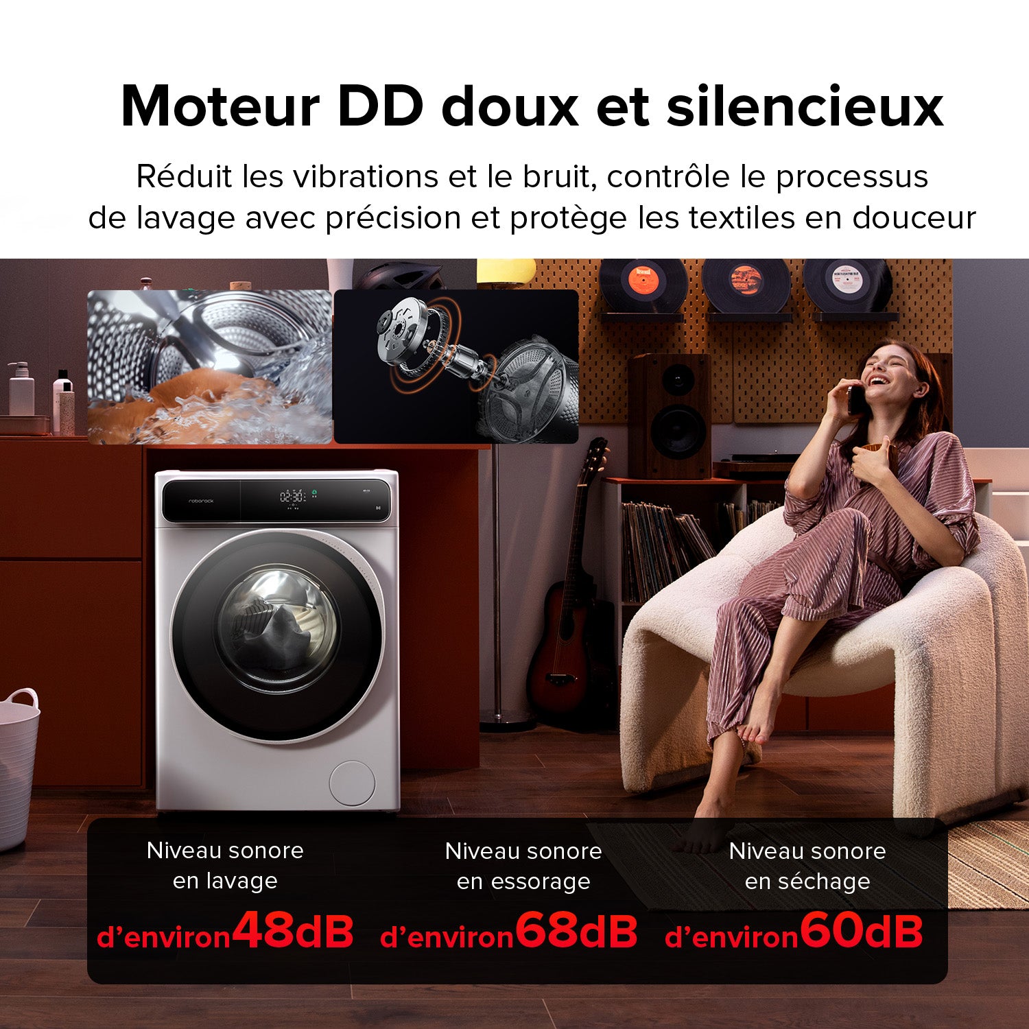 Roborock Zeo One Lave-Linge séchant avec technologie Zeo-cycle, algorithme RR Seafarer, système LintClear et dosage automatique, blanc - 10 kg/6 kg
