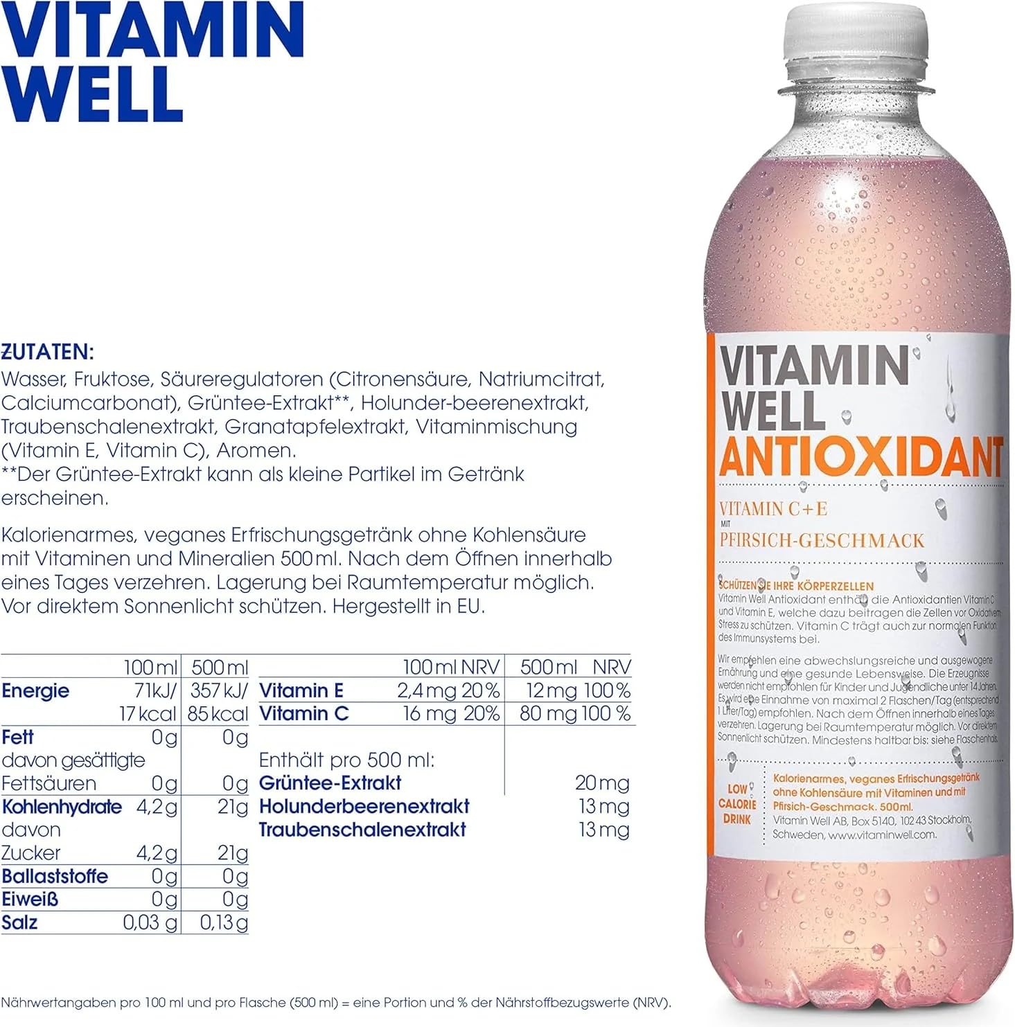 VITAMIN WELL Antioxidant Pêche Pack 12x 50cl