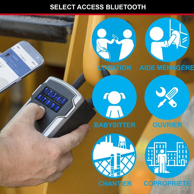 Master Lock Boîte à clés intelligente et connectée avec anse, Bluetooth ou à combinaison, format moyen 183 x 83 x 59 mm, pour l’extérieur, pour la maison, le bureau, l’industrie et les véhicules