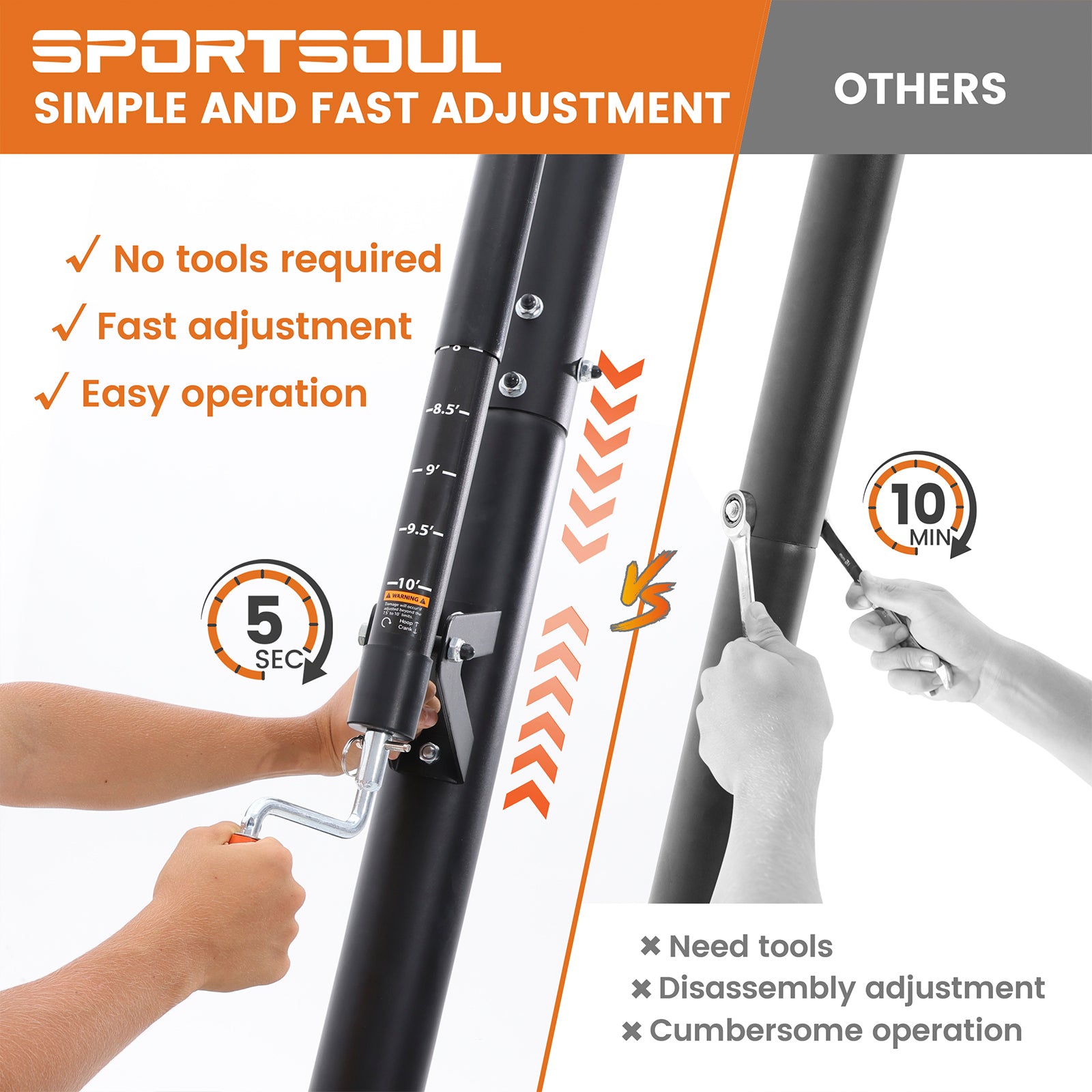 Sportsoul Panier de basket-ball portable - Série X - 54 pouces - 1 ensemble