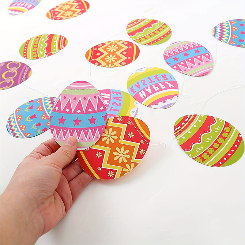 Yuejia 2 pièces, guirlande d'œufs de Pâques 9,8 pieds/3 m, bannière de décoration de Pâques, décoration de fête de Pâques, guirlande de printemps