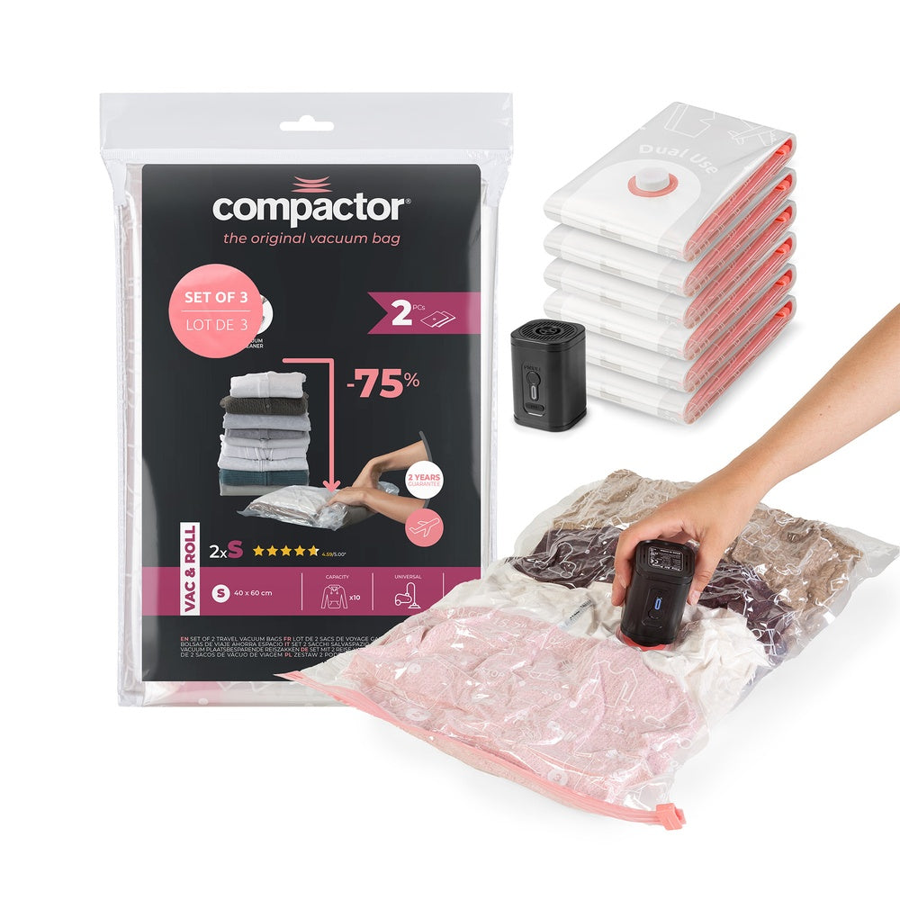 Compactor Ensemble de 6 sacs de mise sous vide format voyage + pompe à vide électrique