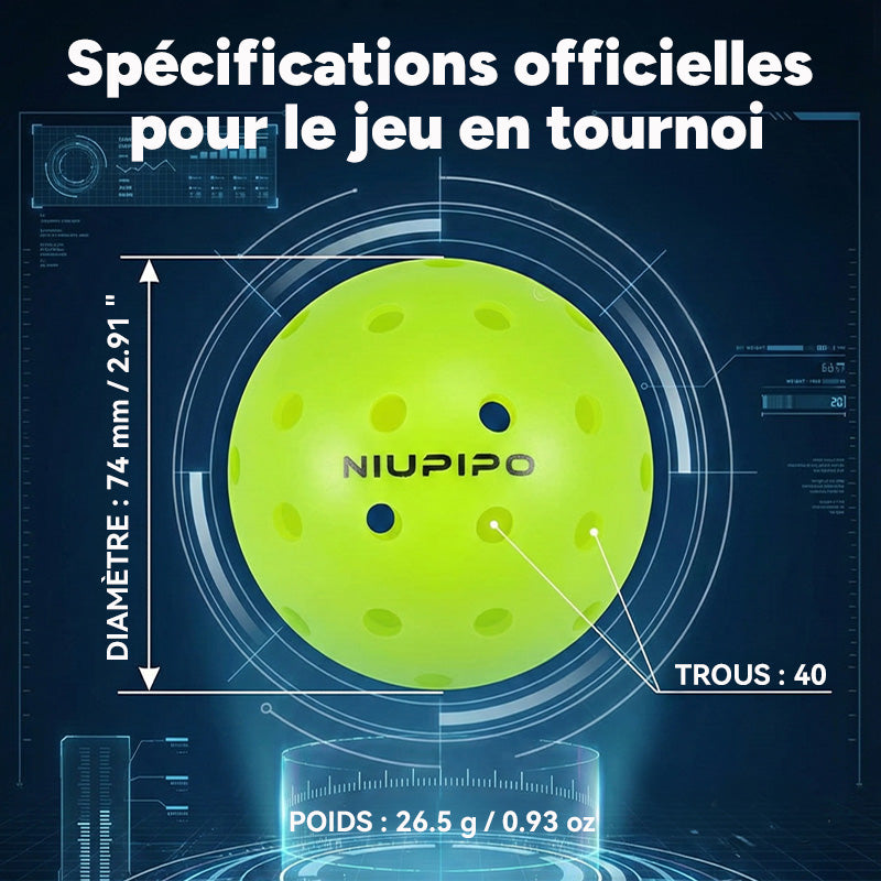 NIUPIPO Lot de 12 balles de pickleball en PE pour extérieur – 74 mm