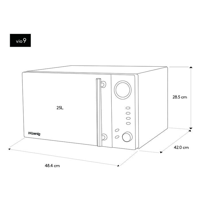 Hkoenig VIO9 Micro-ondes en pose libre - 1000 W - Acier inoxydable - 25 L