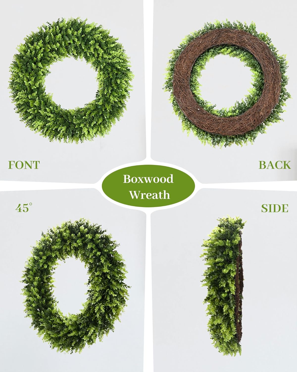 DDHS Couronne de buis 32 pouces, Grande couronne d'été artificielle pour porte d'entrée avec tissu jaune à façonner soi-même, Couronne de printemps ou d'été à suspendre dans boutique