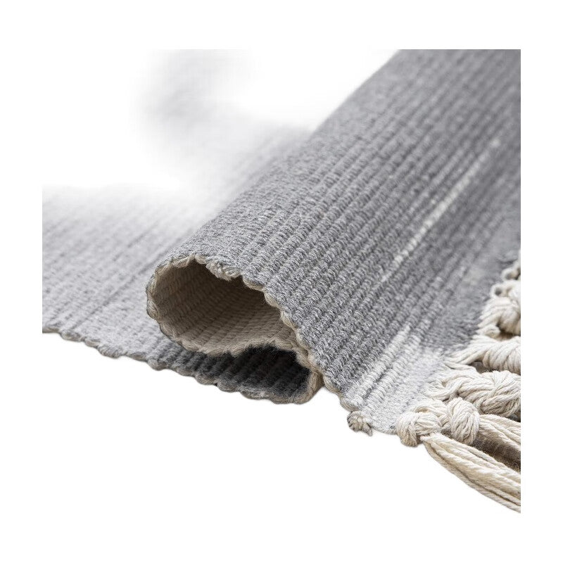 Ashler Tapis en coton, Tapis tissé shaggy à franges et à poils rasés bohème, Tapis de sol de style maison de campagne lavable en machine pour salon, chambre, cuisine
