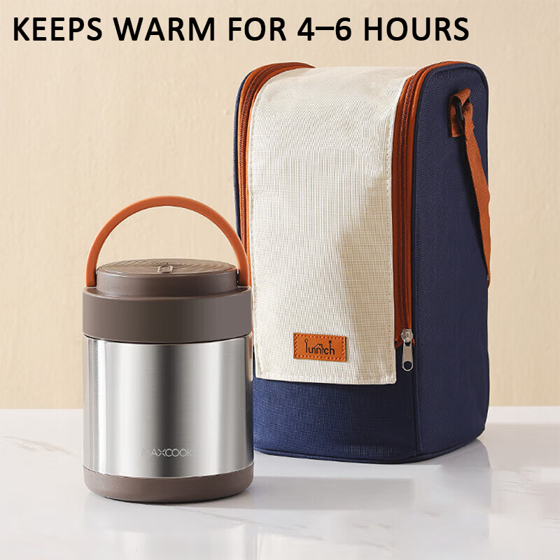 Maxcook Bocal alimentaire isotherme en acier inoxydable 304 pour aliments chauds - Boîte repas thermique sous vide en acier inoxydable, Thermos à soupe étanche