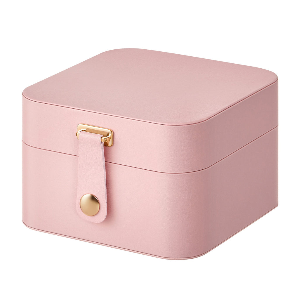 JOYFURNOS Coffret à Bijoux Compact, Rangement Portable à 2 Niveaux, Trousse de Voyage pour Accessoires, Rose