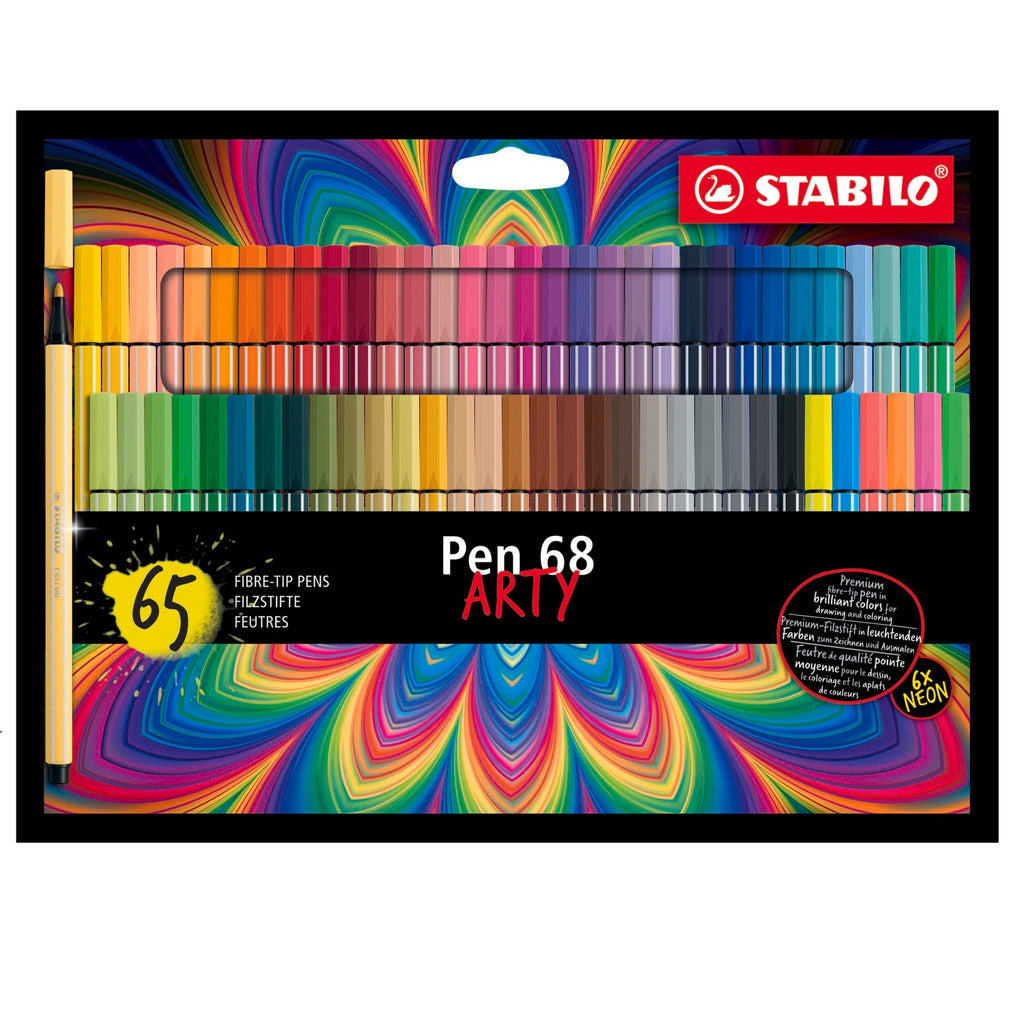 STABILO Pen 68 ARTY Pochette cartonnée de 65 couleurs - Arts et loisirs créatifs