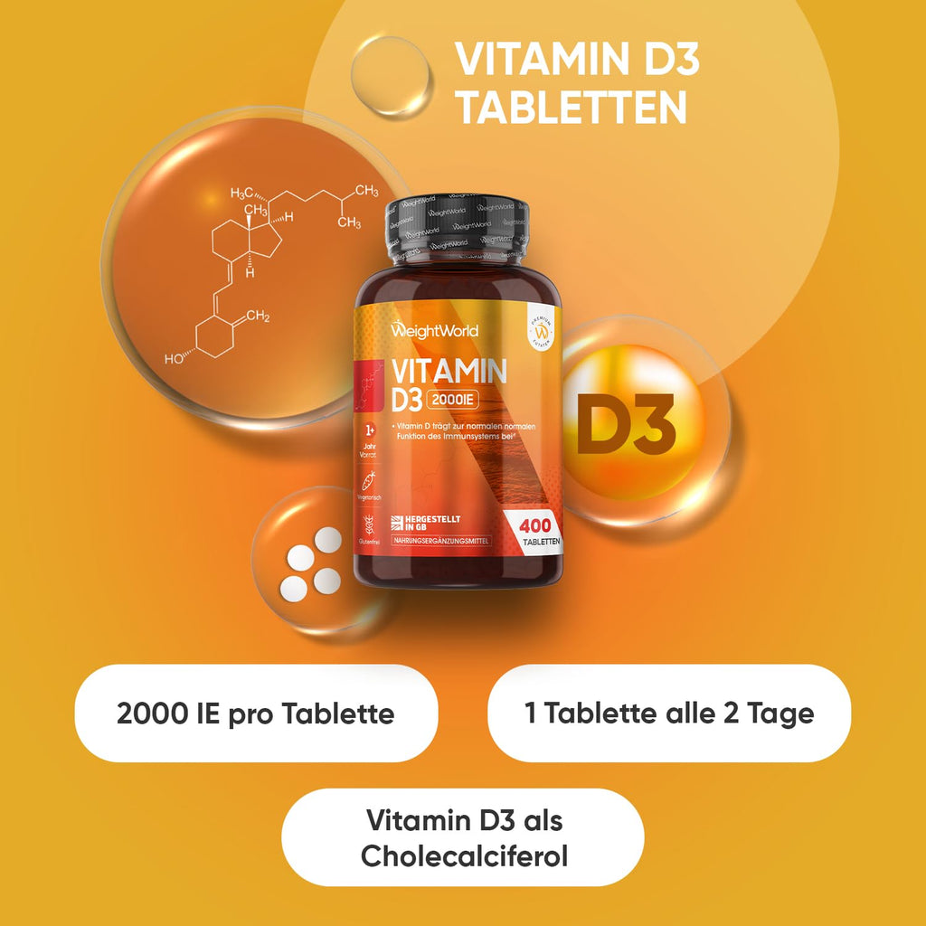 WeightWorld Vitamine D3 2000 UI 400 comprimés