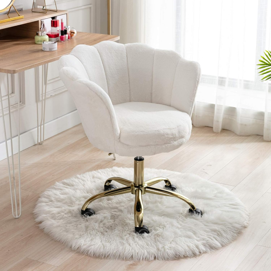 Ya-Home Chaise de bureau moderne pivotante à hauteur réglable pour bureau à domicile/chambre, Blanc