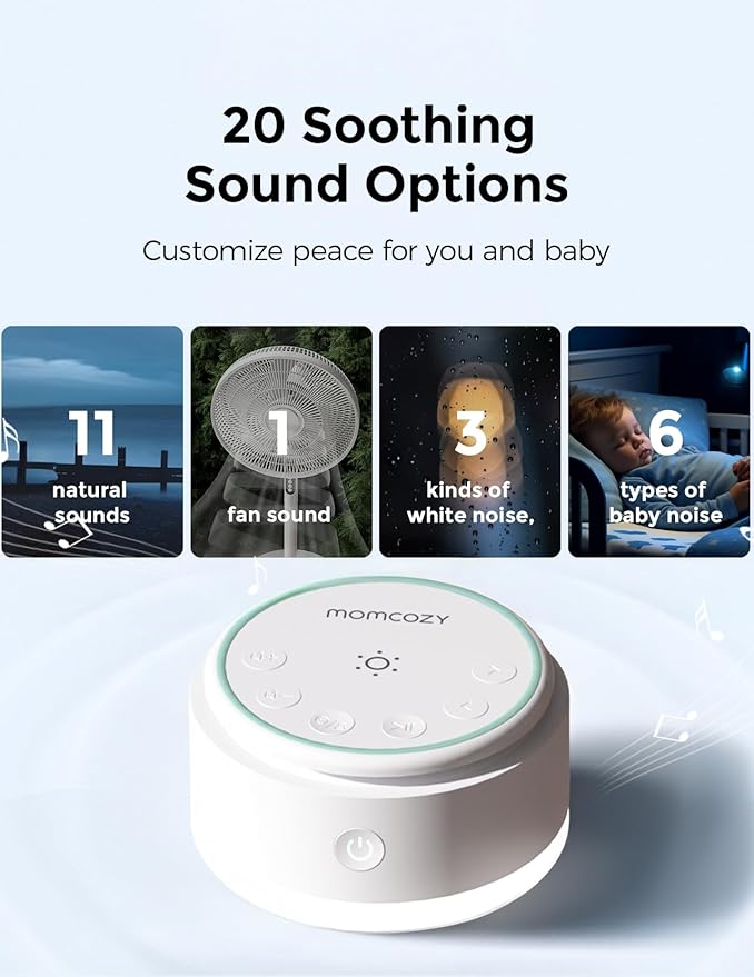 Momcozy Machine à sons pour bébé portable - Blanc