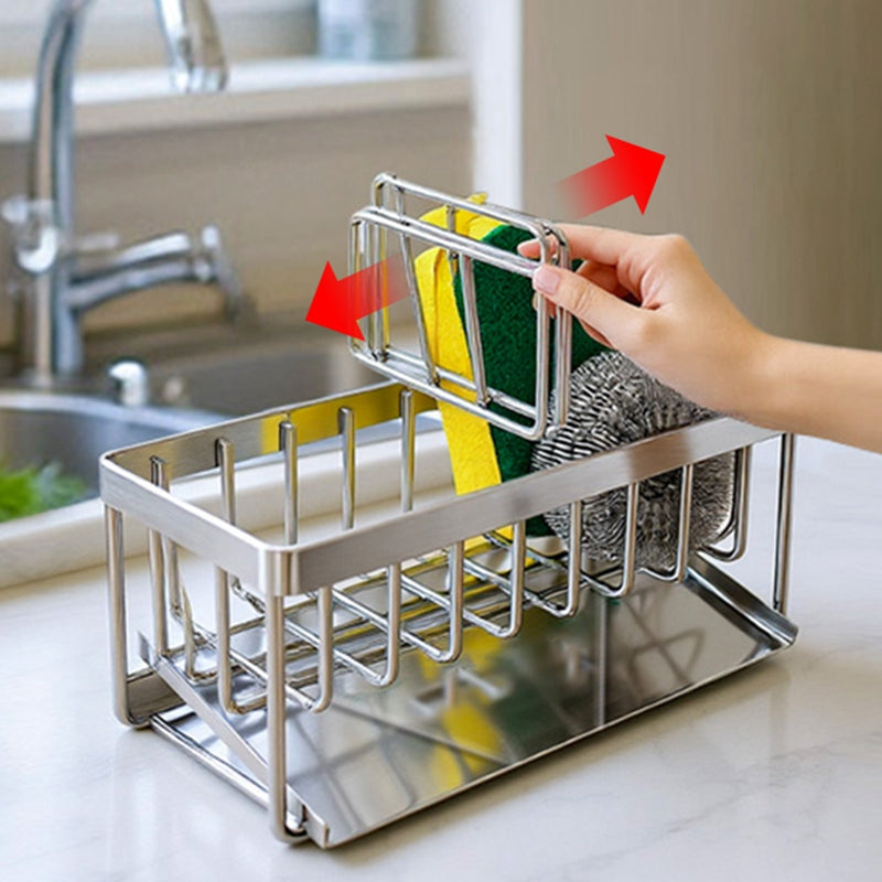 Maxcook organisateur pour évier de cuisine, porte-éponge pour évier, acier inoxydable 304, organisateur de distributeur de savon pour plan de travail de cuisine