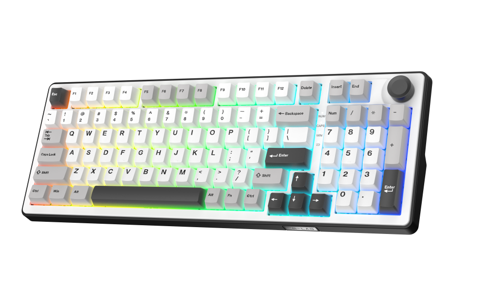 THE G-LAB KEYZ ELITE 400 Clavier Gaming Mécanique Switch Linéaire Triple Mode RGB 96 % - QWERTY - Blanc/Gris
