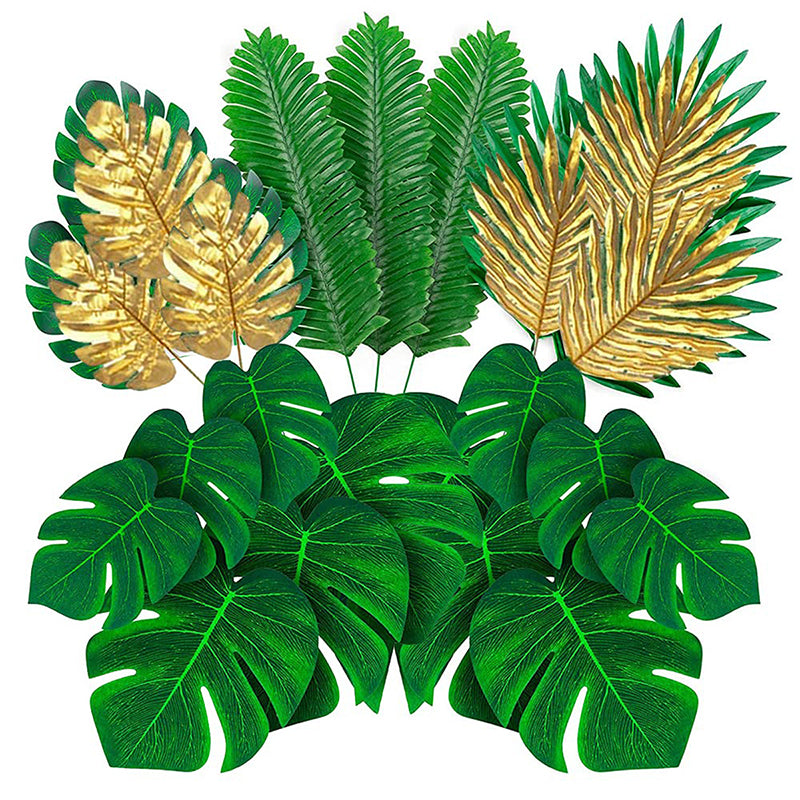 Yuejia Lot de 66 feuilles de palmier artificielles 15,3 po/38,8 cm, feuilles tropicales artificielles