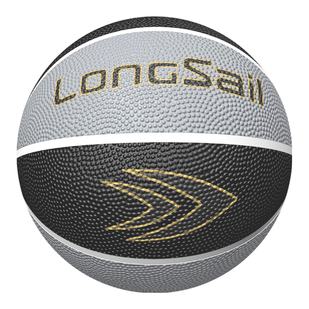LONGSAIL Ballon de basket-ball en caoutchouc de haute qualité (27,5") Taille 5 Noir/Gris