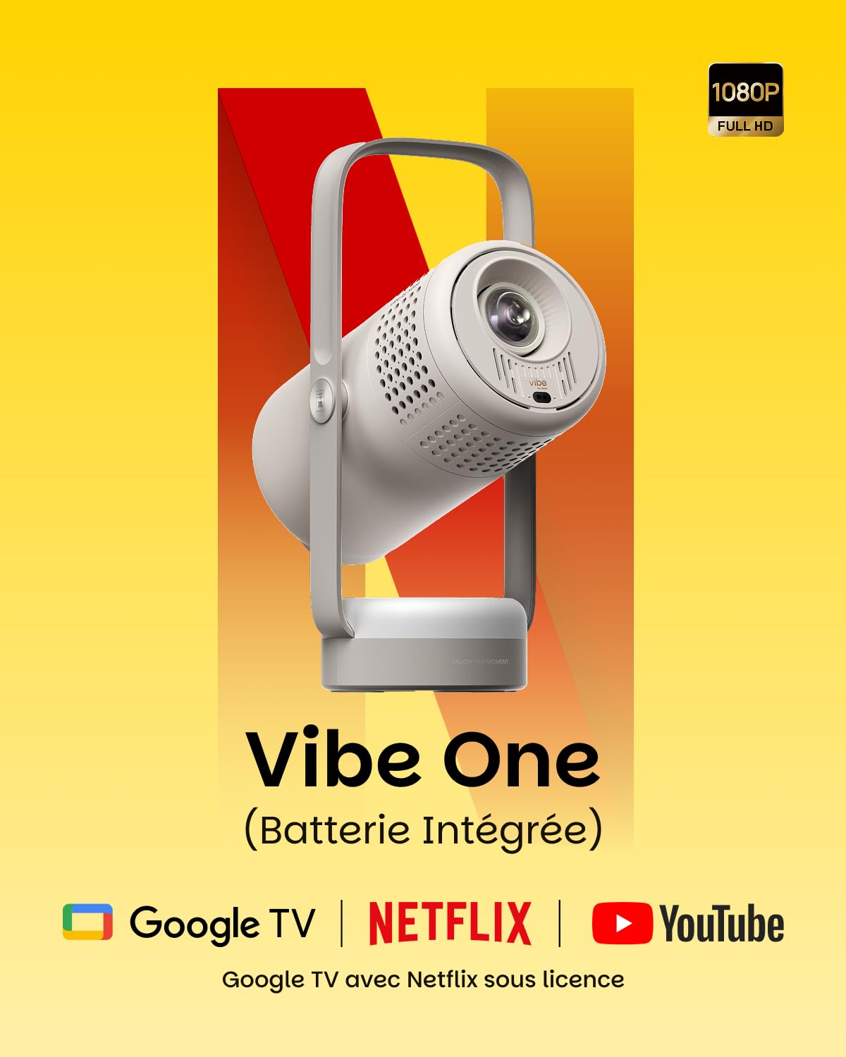 XGIMI Vibe One Match Night Collection - UE - Vibe One Projecteur Portable + Écran de Projection avec Support