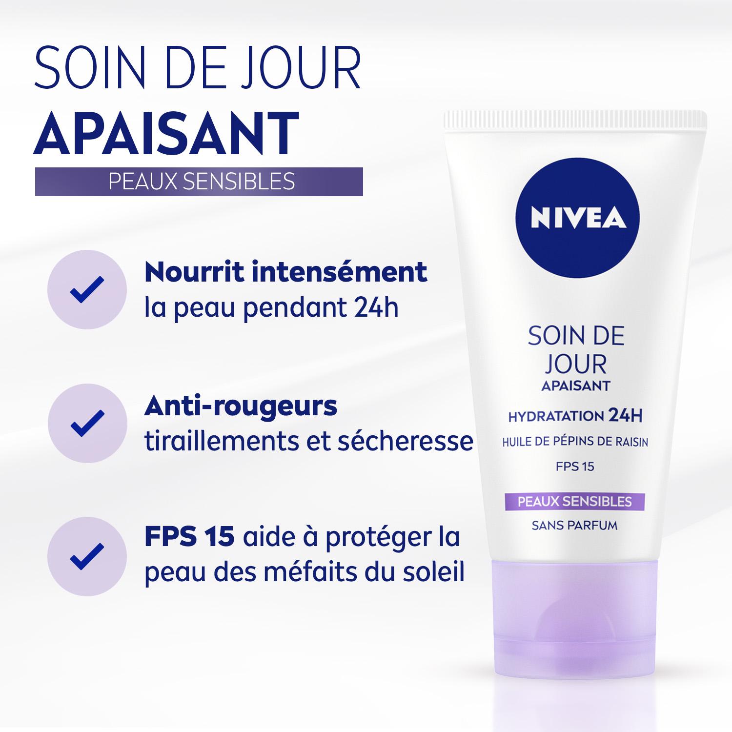 NIVEA Essentiels Soin Jour 24H Hydratant FPS15 Peaux Normales à Mixtes 50 ml