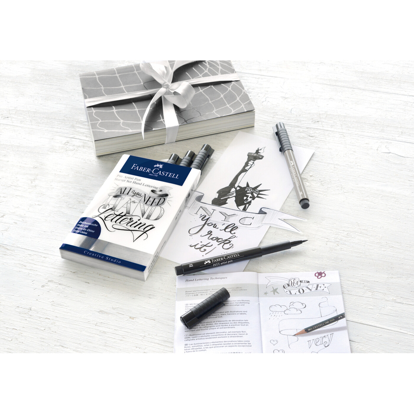 Faber-Castell Lot de 8 feutres Pitt Artist à l'encre de Chine pour calligraphie