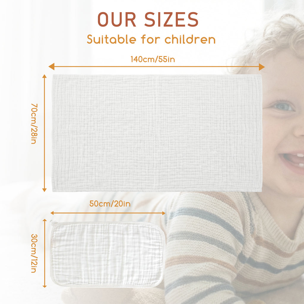 LeBonsoir Lot de 2 serviettes de bain et 2 serviettes de toilette en 100 % coton 6 épaisseurs pour peaux délicates blanc - 70 x 140 cm x 2 / 30 x 50 cm x 2