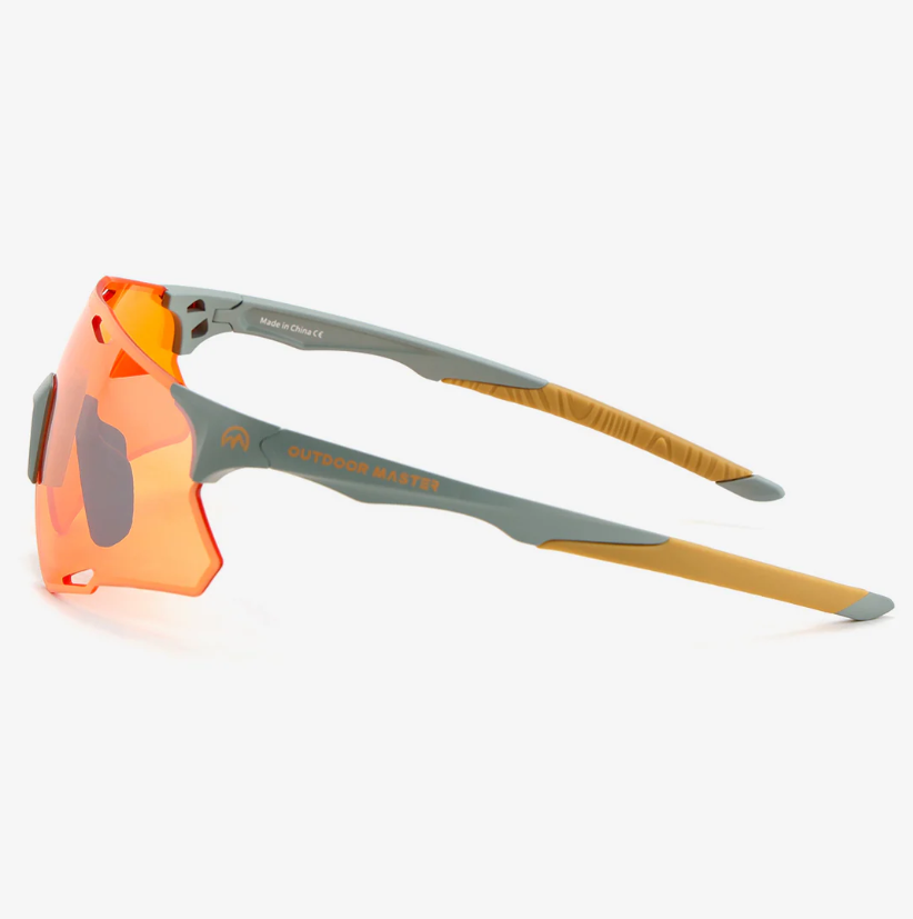 OutdoorMaster LARK SV Lunettes de cyclisme polarisées Ambre Argent