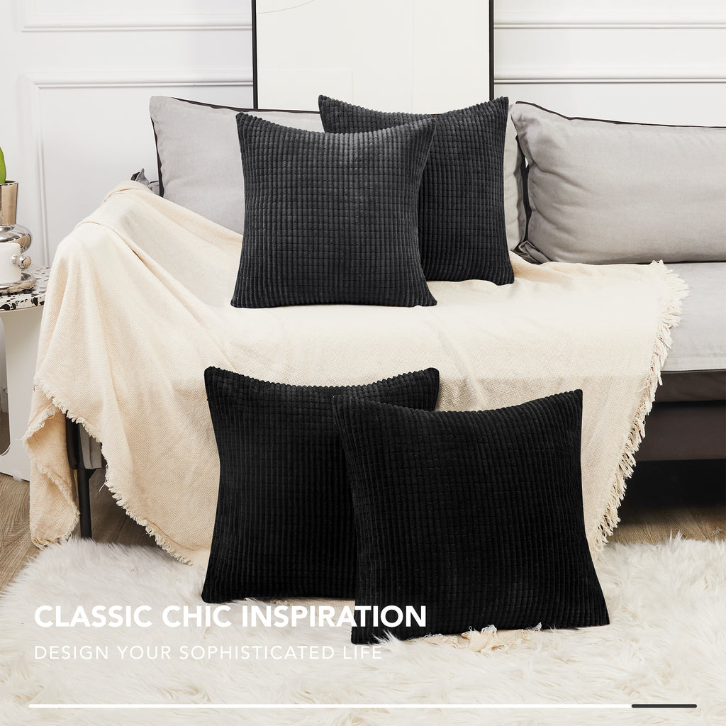 Deconovo Housse en velours couleur noire 50 x 50 cm - 1 pièce