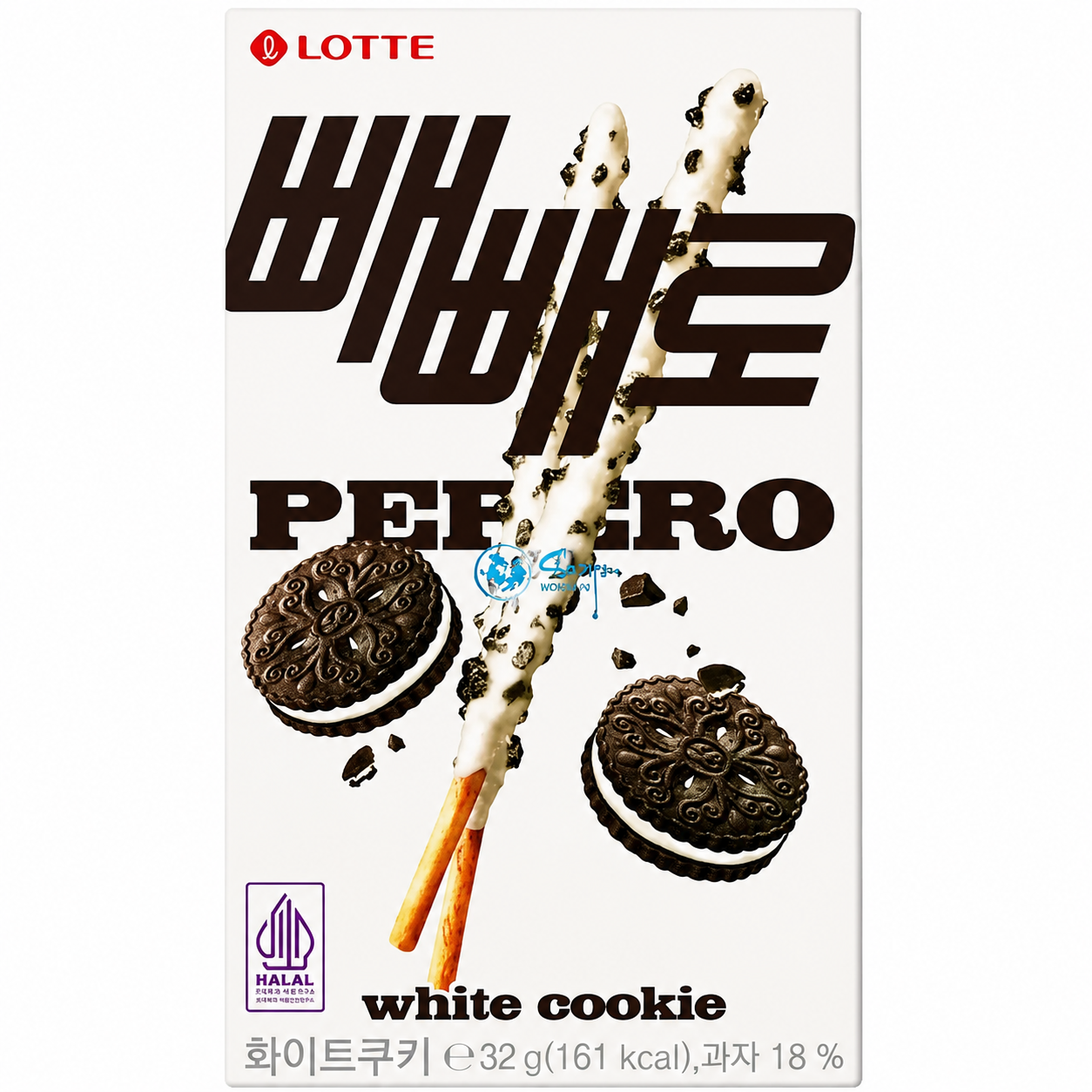 LOTTE Pepero bâtonnets de cookie blancs Halal 32 g