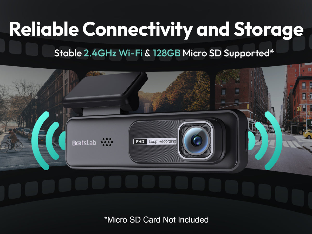 Botslab Dashcam, résolution 2K, design compact, grand-angle 140°, mode nuit