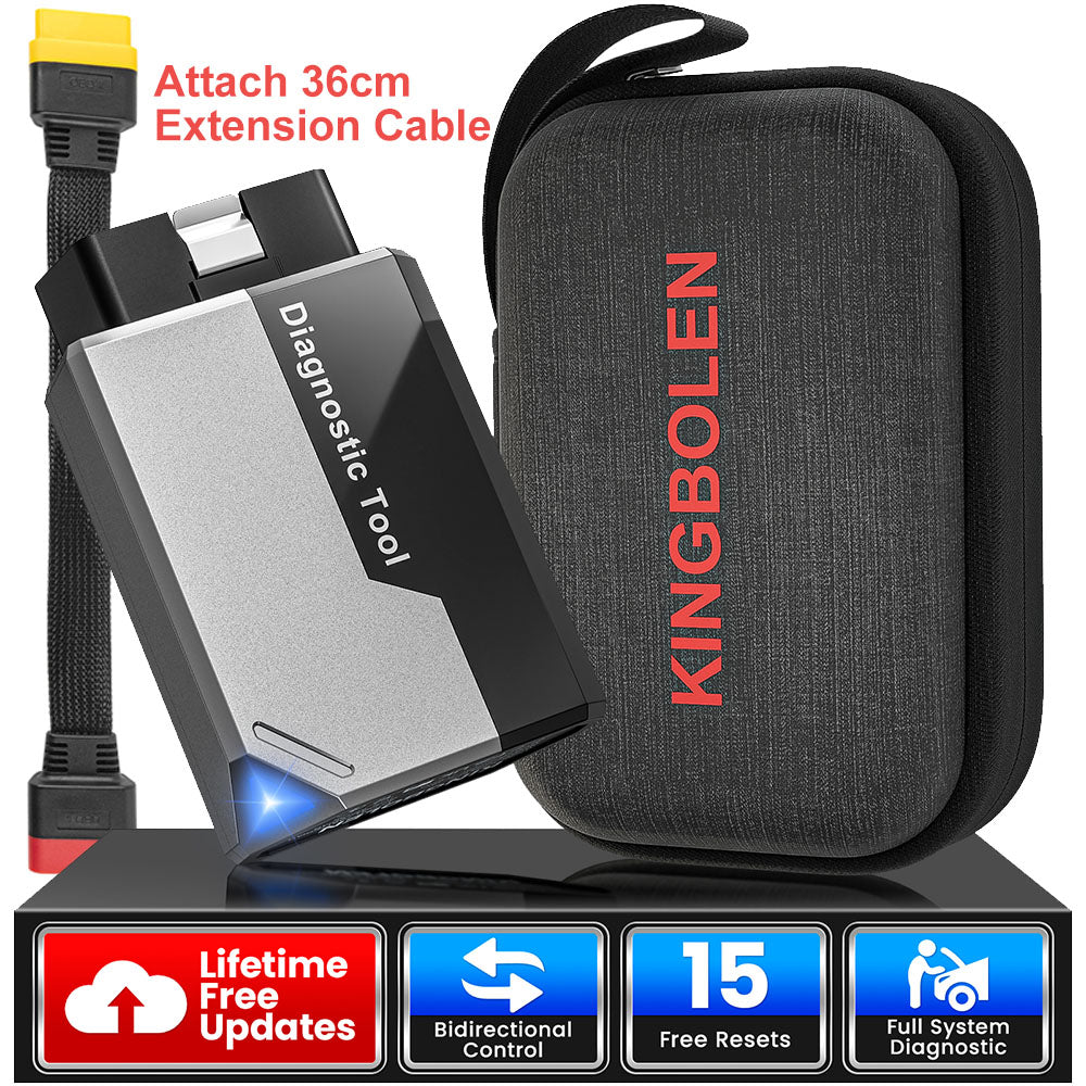 KINGBOLEN Ediag Elite Outil de diagnostic automobile mises à jour gratuites à vie tous systèmes 15 réinitialisations test bidirectionnel scanner auto OBD2 avec câble d’extension 36 cm
