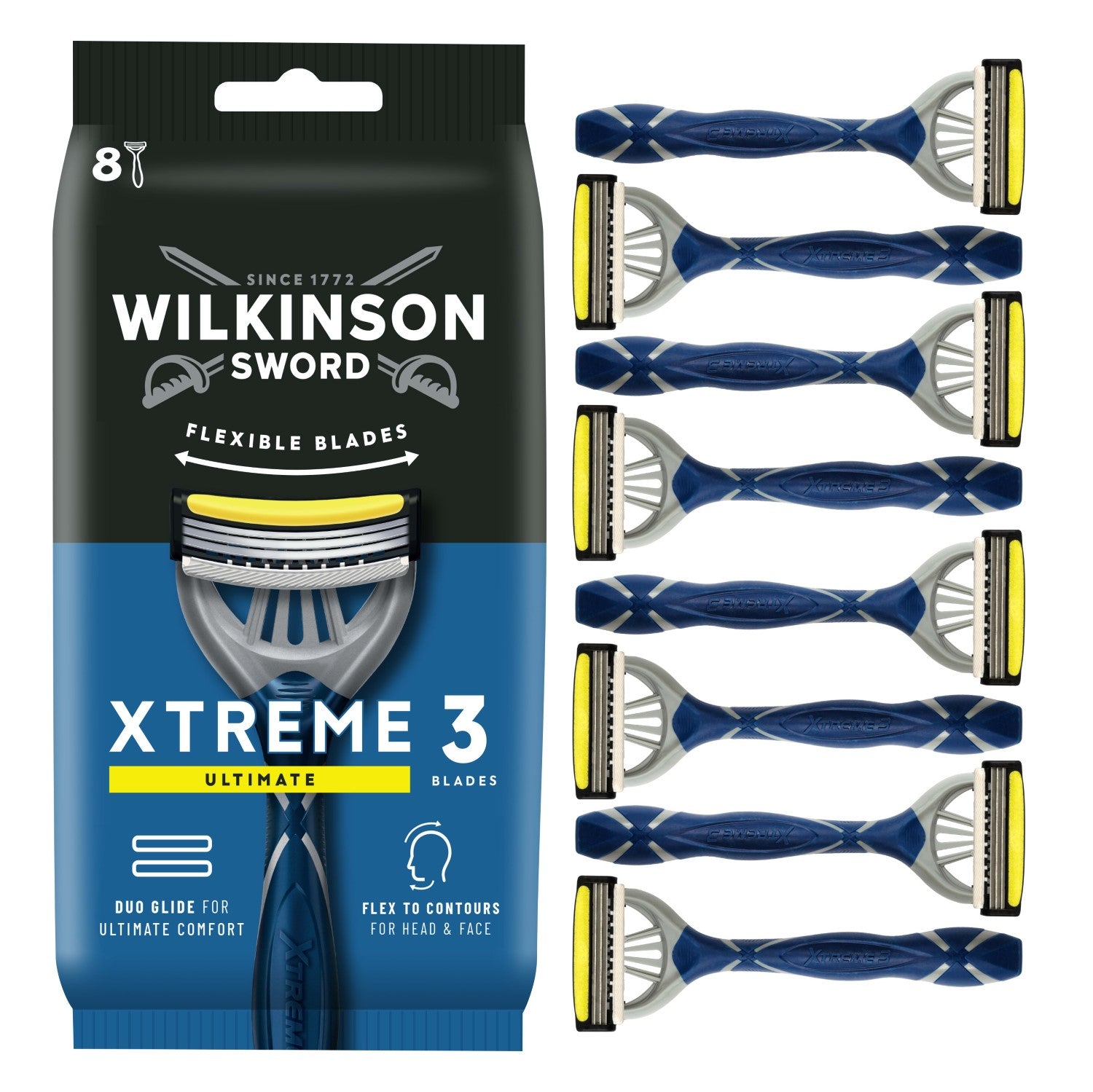 WILKINSON SWORD Xtreme 3 - Rasoirs Jetables - Ultimate Comfort - x 8