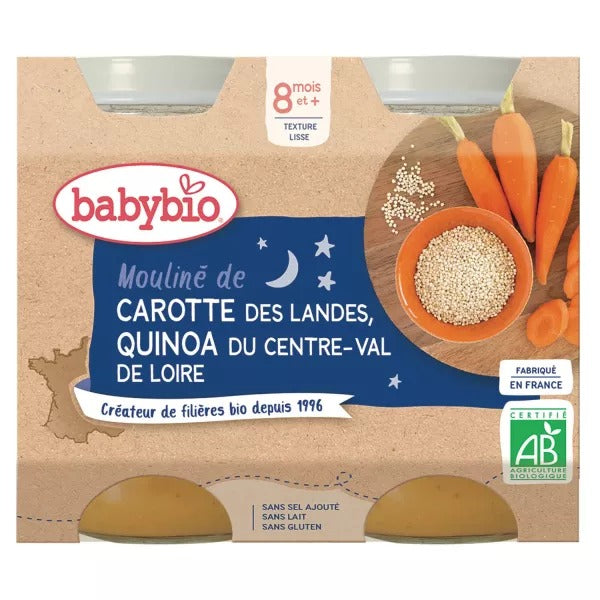 BABYBIO Pot b.nuit carotte quinoa 2X200G