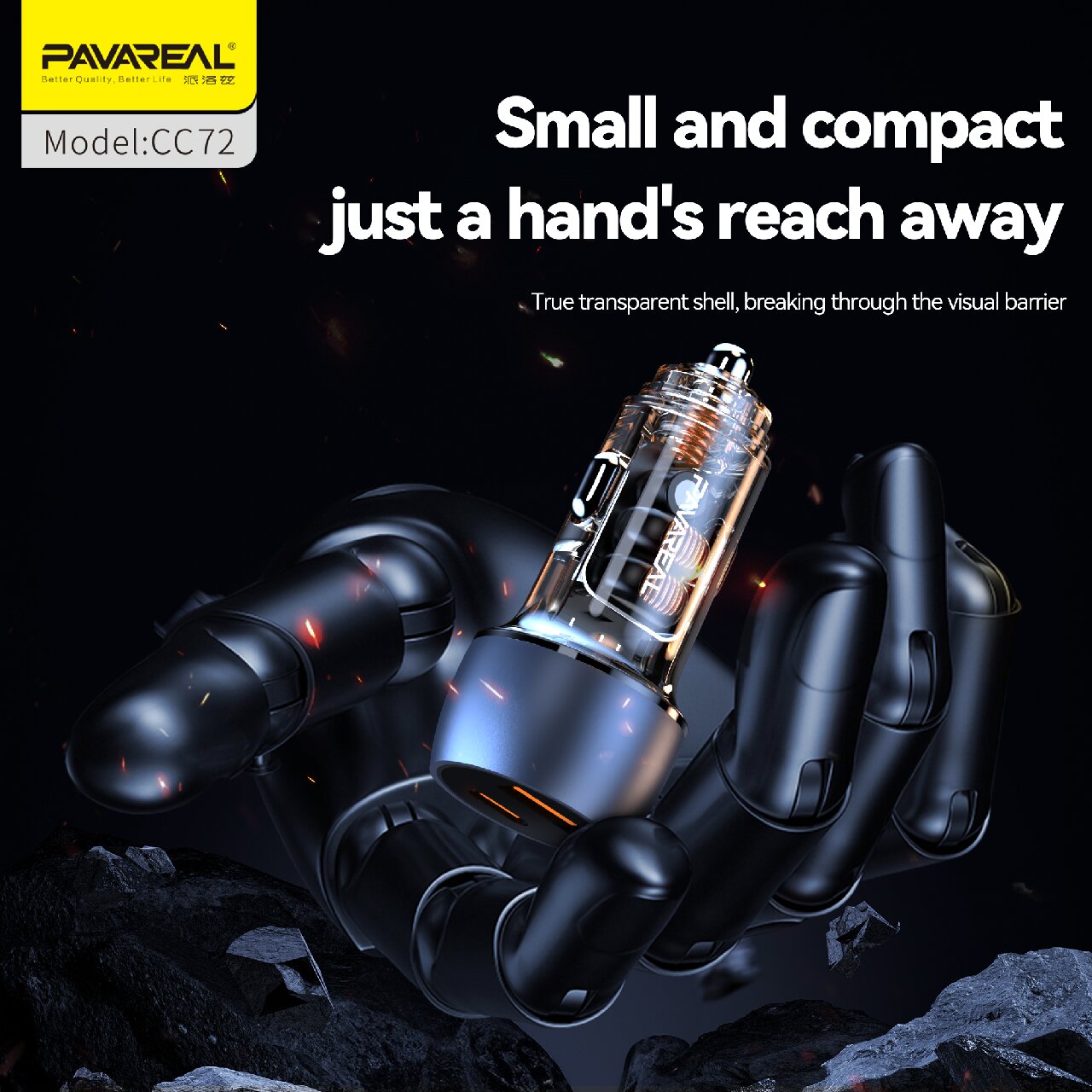 PAVAREAL CC72 Chargeur de voiture PD 20 W + 100 W, Compatible avec la charge rapide des séries iPad, Samsung, iPhone