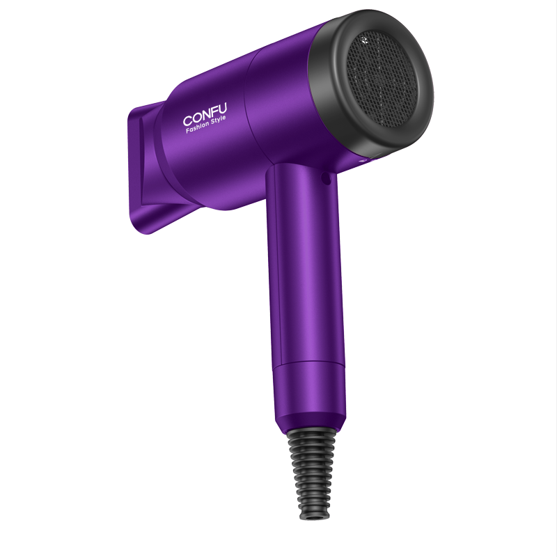 CONFU Sèche-cheveux à haute vitesse 3127 Violet, 2W RPM puissance 1800 W, Haute concentration d'ions négatifs, 2 embouts, Séchage rapide