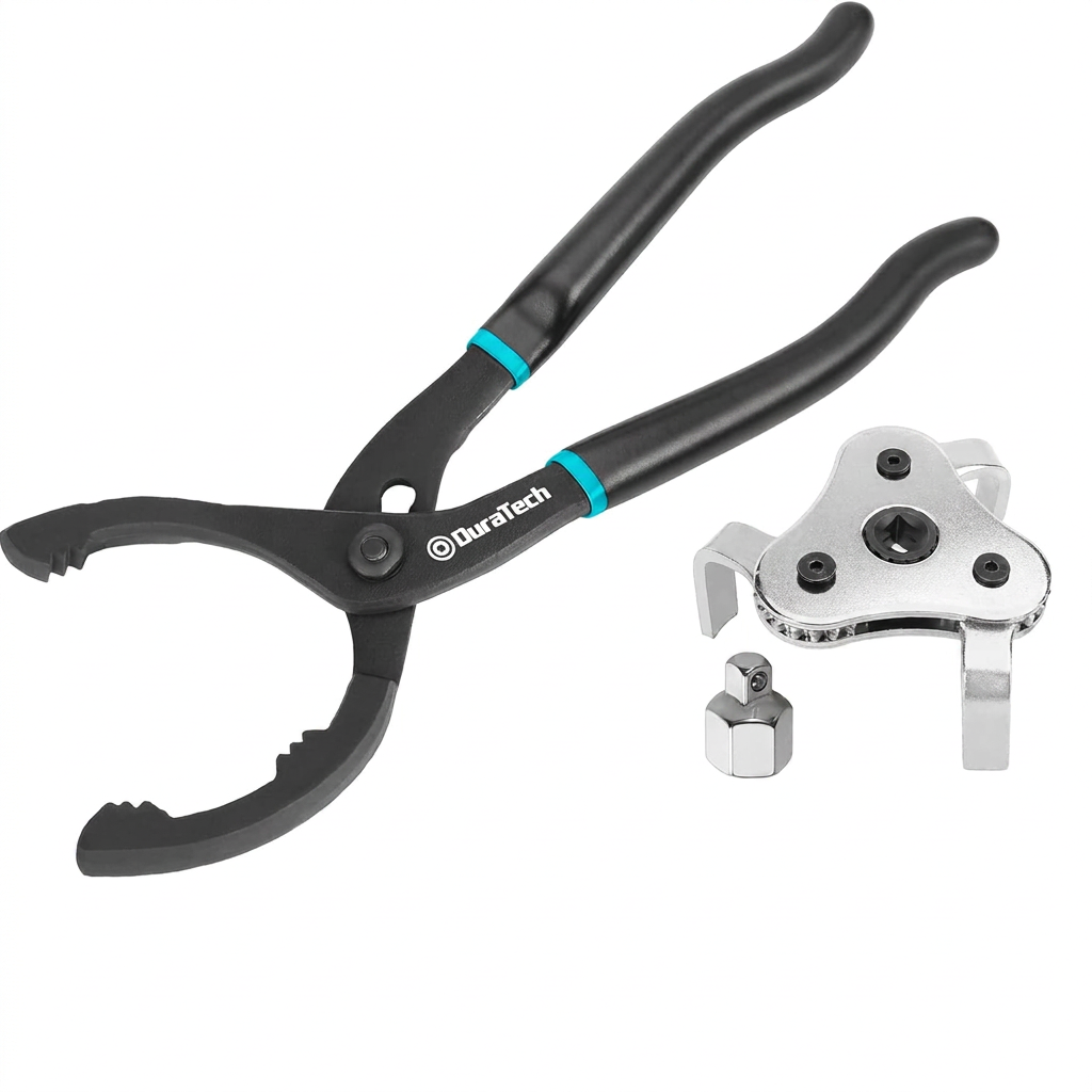 DURATECH 12 "/ 300 mm Pince à Filtre à Huile et Outil de Démontage, Plage 63-103 mm | 2 Pièces, Capacité 63-103 mm, Acier Durci, Usage Voiture & Moto