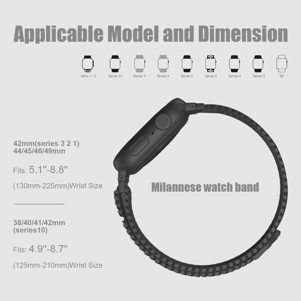 APPLE Bracelet milanais pour Apple Watch, 38/40 mm - Noir