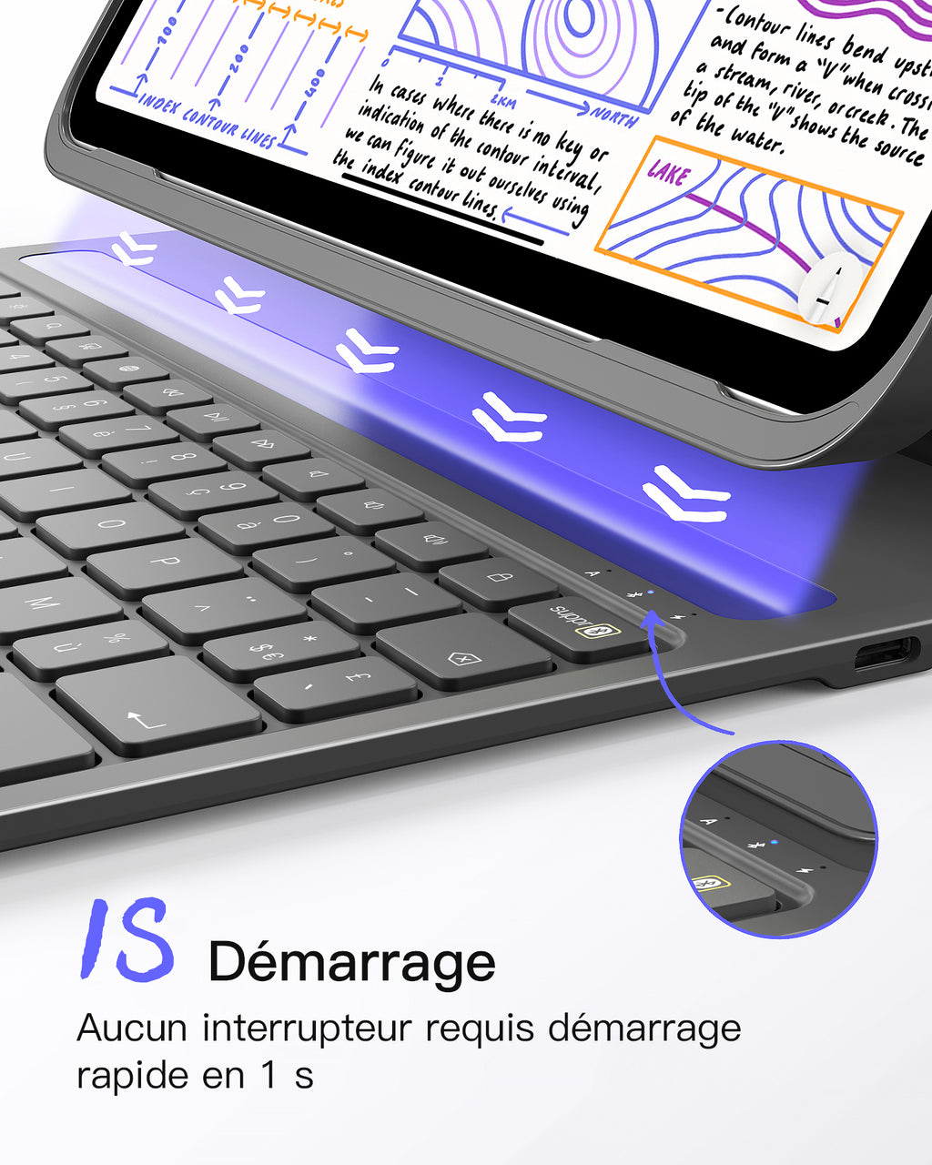 Inateck Étui Clavier iPad 10e/11e gén., Clavier Ultraléger avec Porte-Stylet pour iPad 11e (2025 11" A16)/10e (2022 10.9"), Air 11" M4/M3/M2 (2026/2025/2024), Air 5/4, Pro 11 4/3/2/1