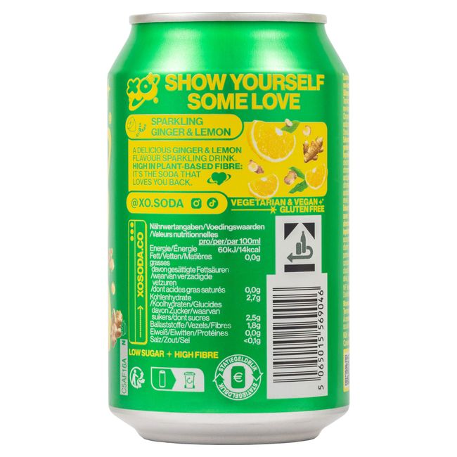 X.O. Boisson gazeuse au gingembre et au citron 330 ml