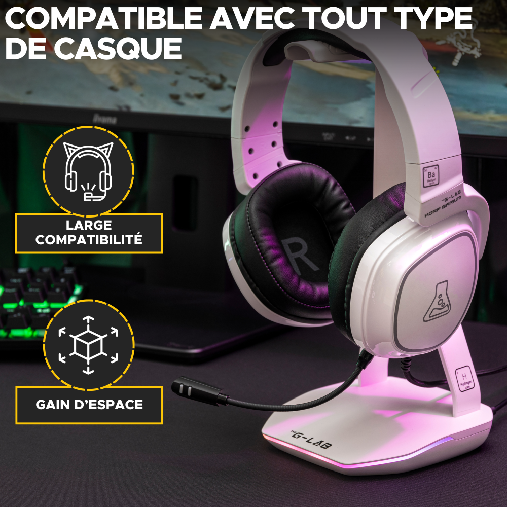 THE G-LAB K-STAND HYDROGEN Support de Casque Gaming - Blanc