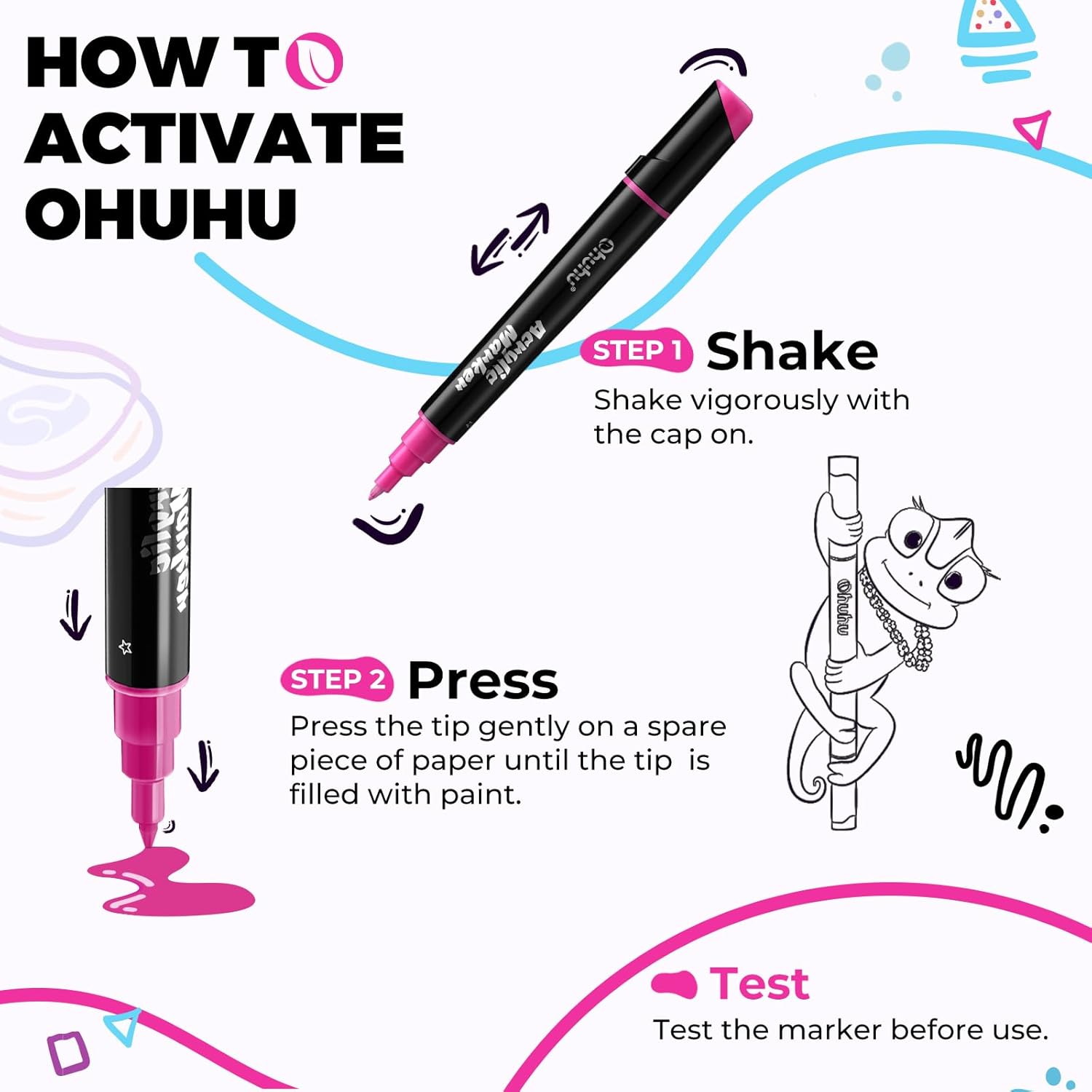 Ohuhu Stylos de peinture acrylique 30 couleurs : à double pointe (ronde et fine)