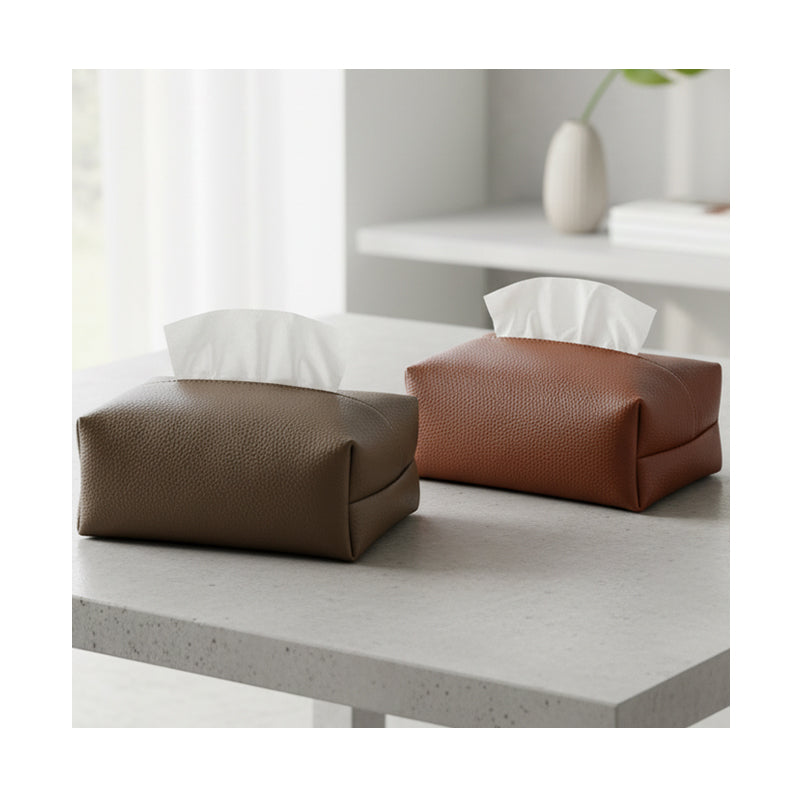 JORDAN&JUDY Lot de 2 porte-mouchoirs en cuir, boîte à mouchoirs pour salon, marron et gris