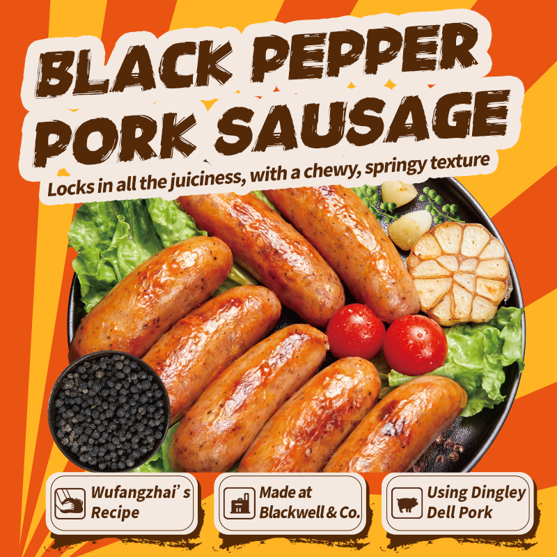 Wu Fang Zhai Série surgelée de saucisses Saucisse de porc au poivre noir 48 g * 5 saucisses