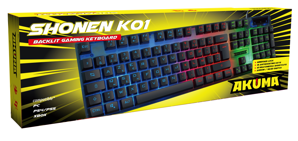 Akuma clavier gaming shônen k01 membrane touche retroeclaire