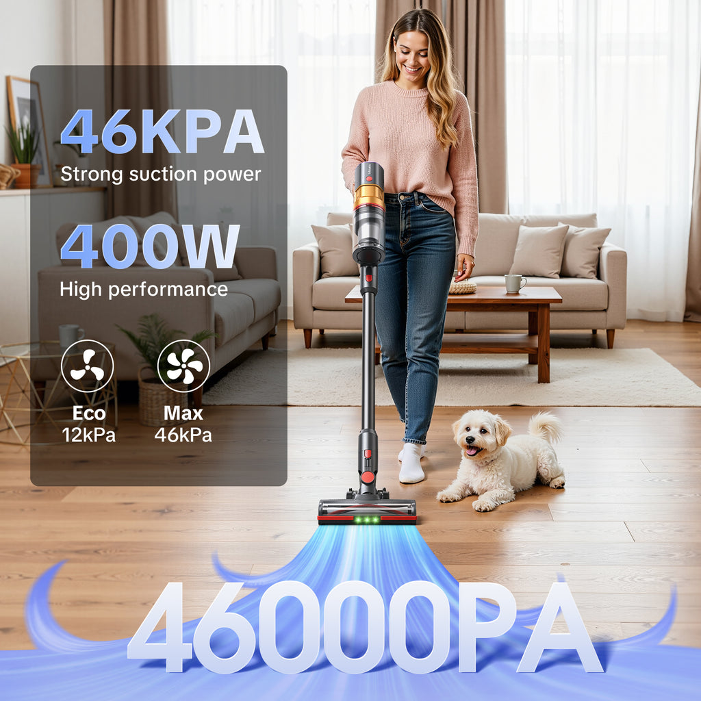 Lubluelu X1000 Aspirateur balai sans fil avec batterie et station de dépoussiérage à vidange automatique, 2,5 L - Or