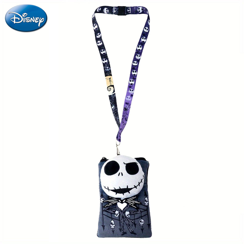 DISNEY 1 pièce Porte-cartes Jack Skellington en peluche L'étrange Noël de Monsieur Jack avec tour de cou, sous licence officielle, Accessoires de cosplay Ville d'Halloween