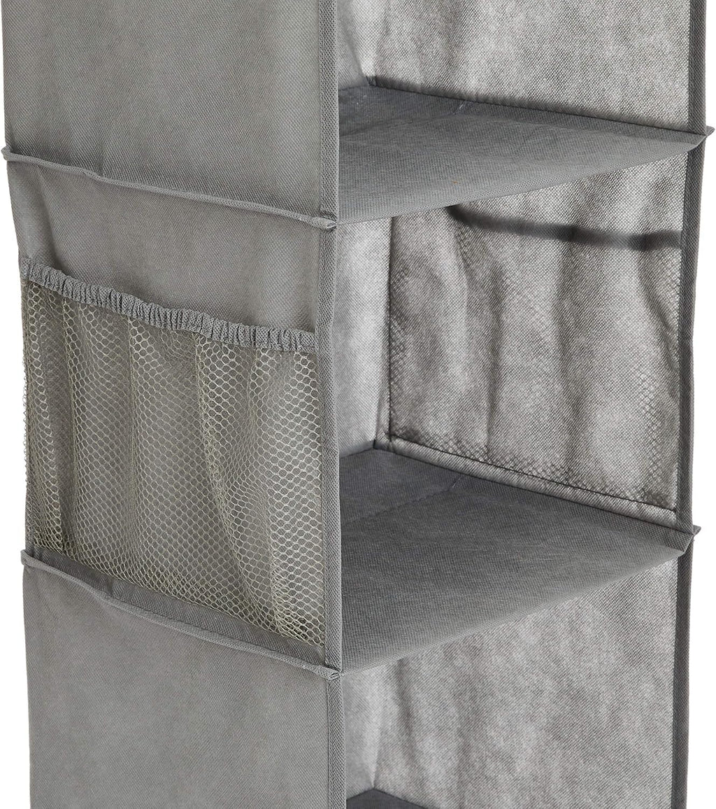 ANQI Organiseur de penderie suspendu avec poches à 6 niveaux gris - D 21 x L 30 x H 22 cm