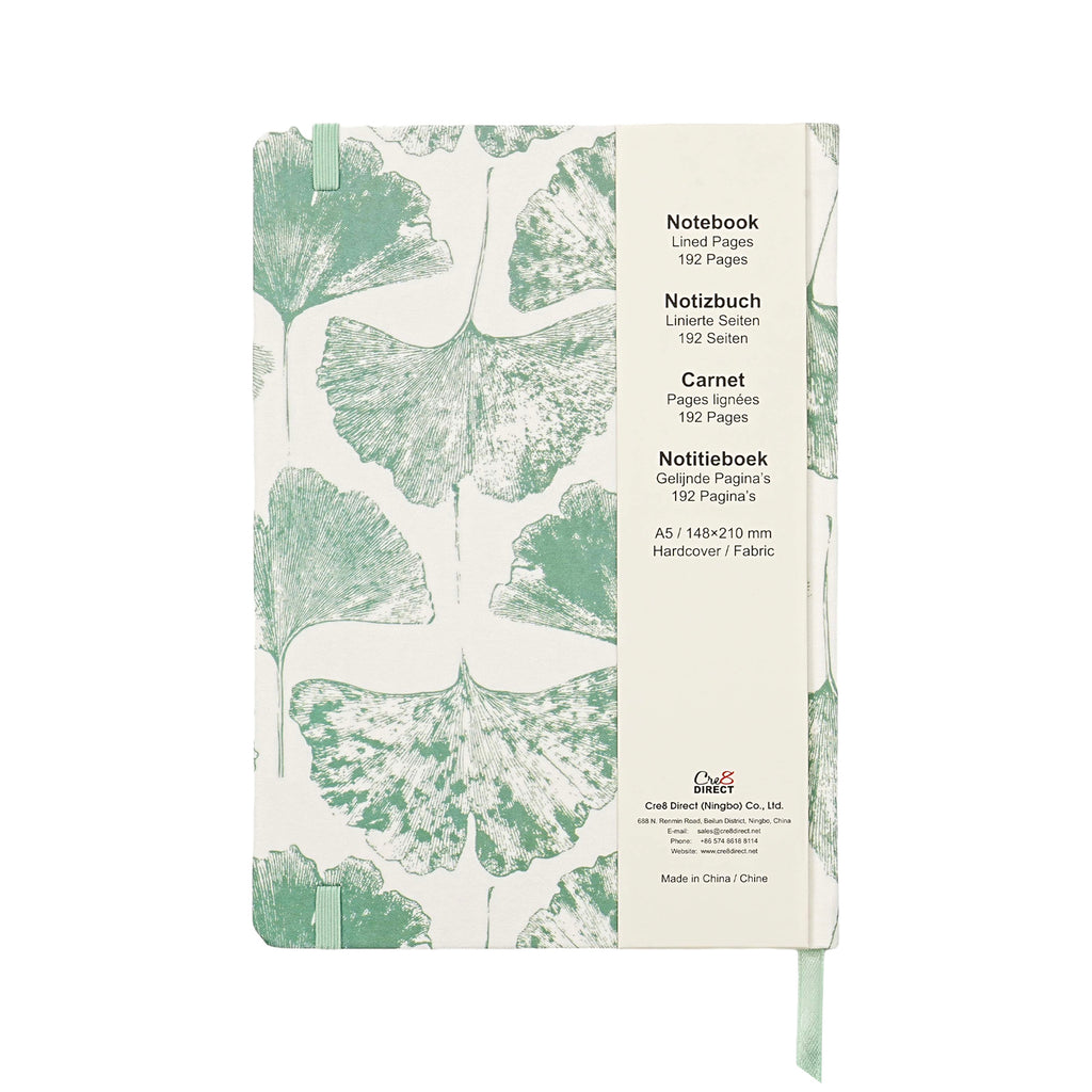 Jubiluu A5 Carnet ligné élégant à couverture rigide en tissu - 96 feuilles (papier offset 100 g), marque-page et élastique - Journal ligné crème classique pour écriture, école