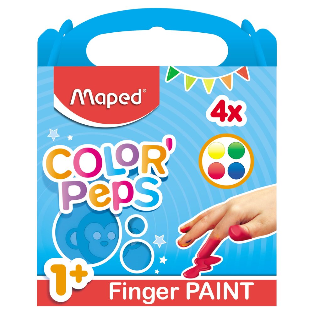 Maped Color'Peps 4 Pots de Peinture au Doigt – 80 g Chacun