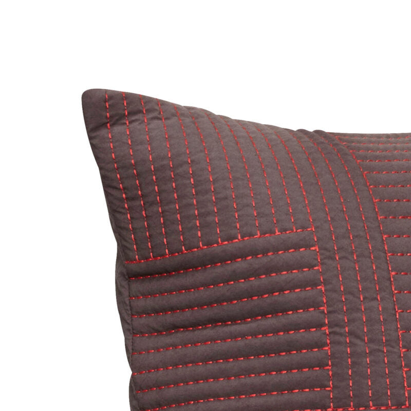 Hübsch Coussin Floy Marron/Rouge