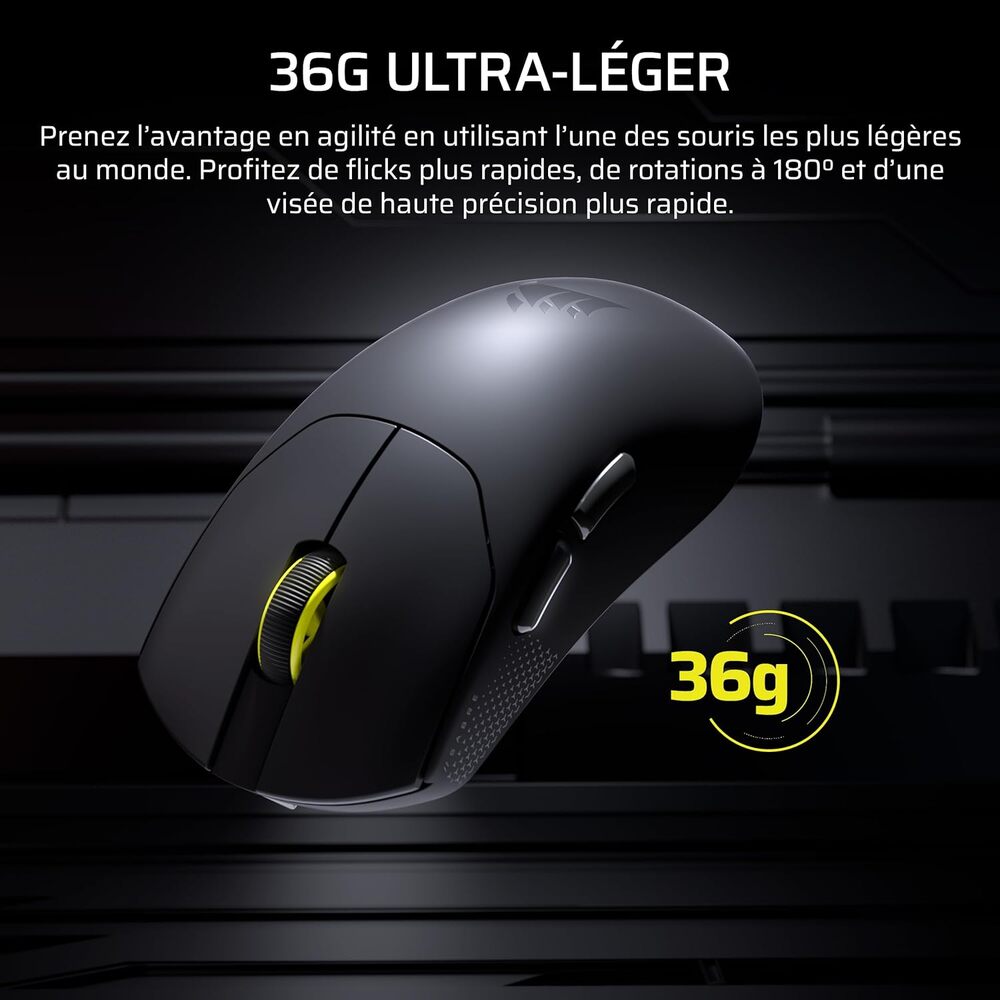CORSAIR Sabre v2 PRO Souris Gaming Ultralégère sans Fil 2,4 GHz & Filaire - 33000 DPI, 5 Boutons - Blanc