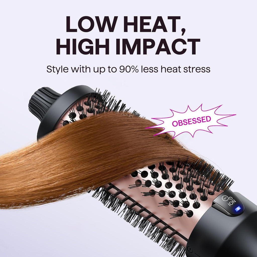 Wavytalk Brosse thermique, Brosse ronde chauffante ionique pour brushing, pour des cheveux plus lisses et plus brillants, facile à utiliser et moins de dommages, corps de 38 mm